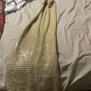 Gold sequin winter scarf